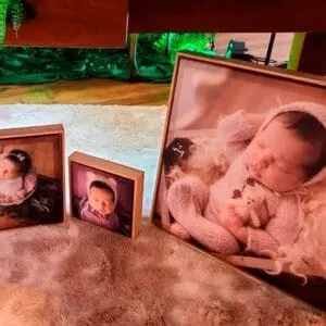 Recorte de fotos de bebê em molduras decorativas - Schlosser Pro.