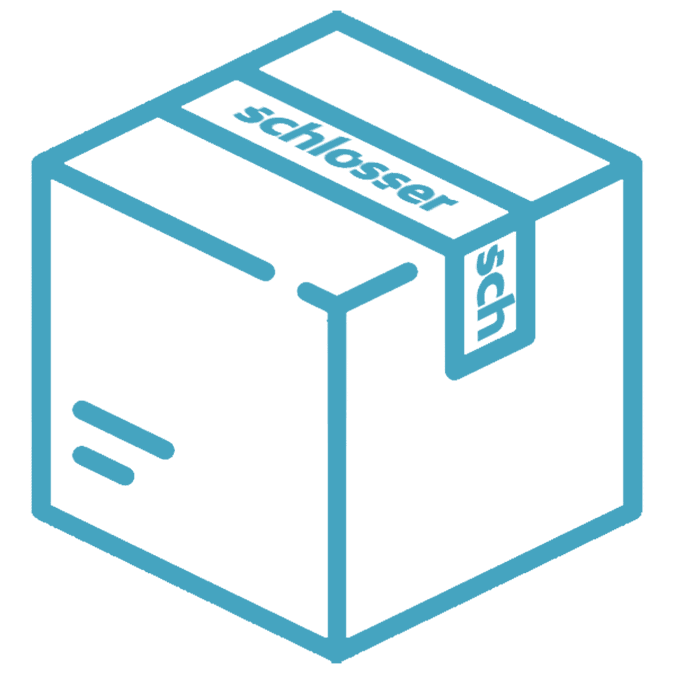 Caixa de papelão com logotipo Schlosser para embalagens e transporte seguro.