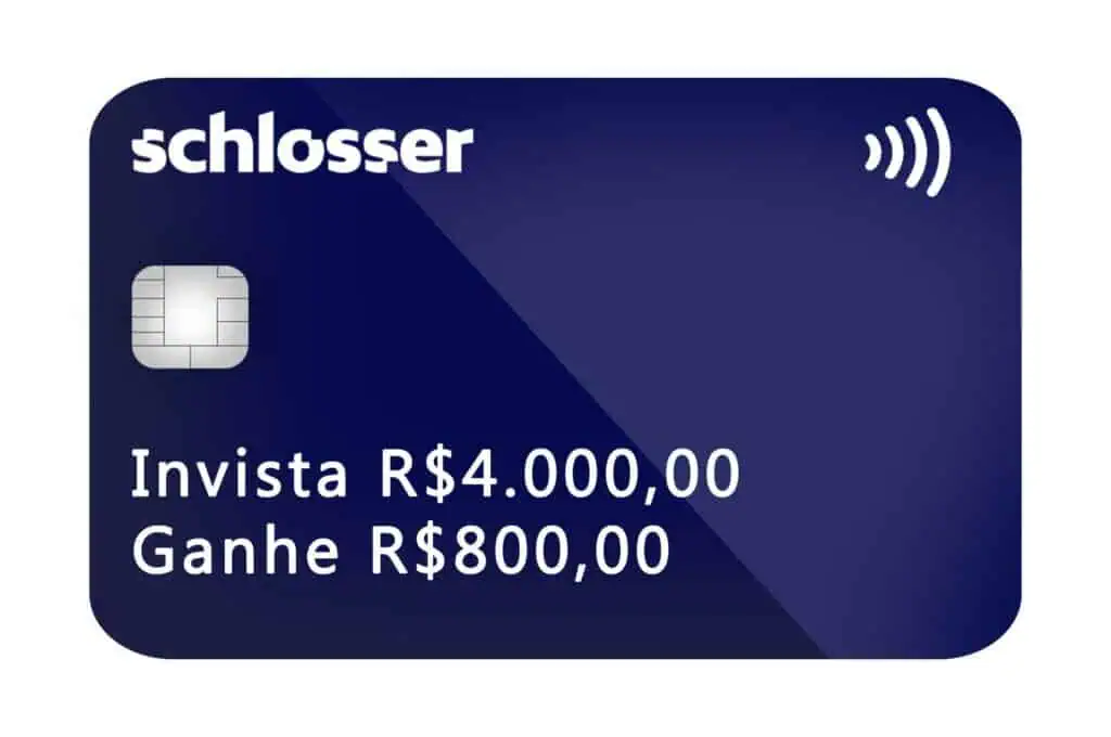 Cartão de crédito Schlosser Pro com opção de investimento e ganho em cashback.