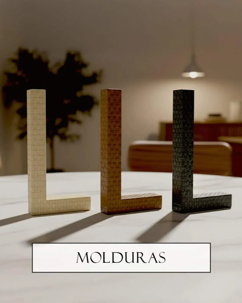 L,L, e L em diferentes cores com fundo de decoração moderna.