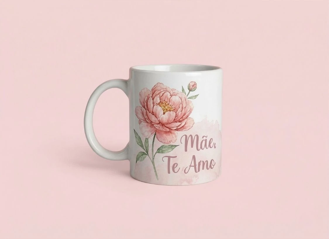 Mug personalizado com mensagem de amor para mães, ideal para presentear no Dia das Mães.
