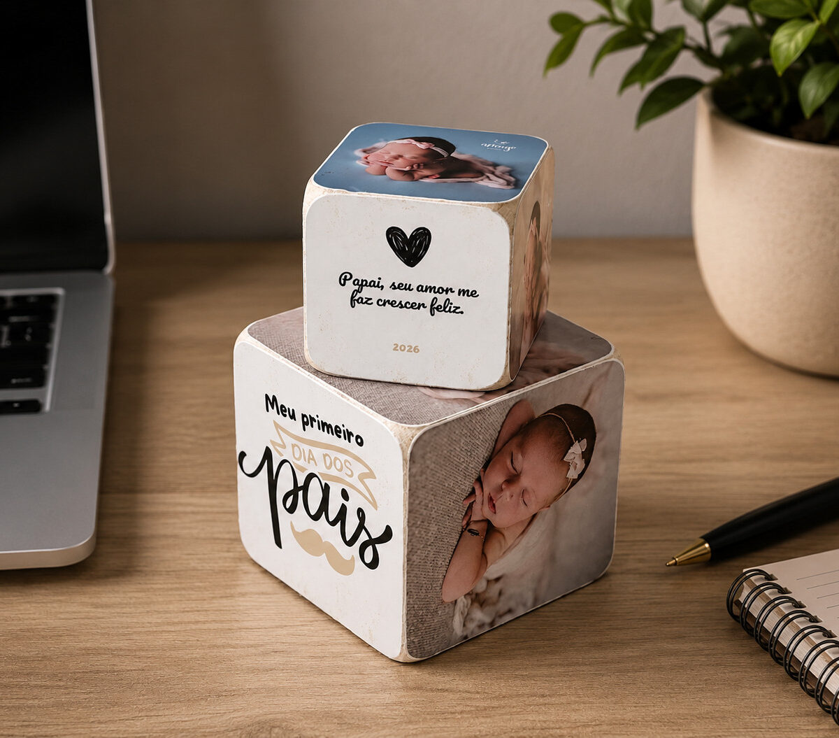 Wood Photo Cube - Dia dos Pais