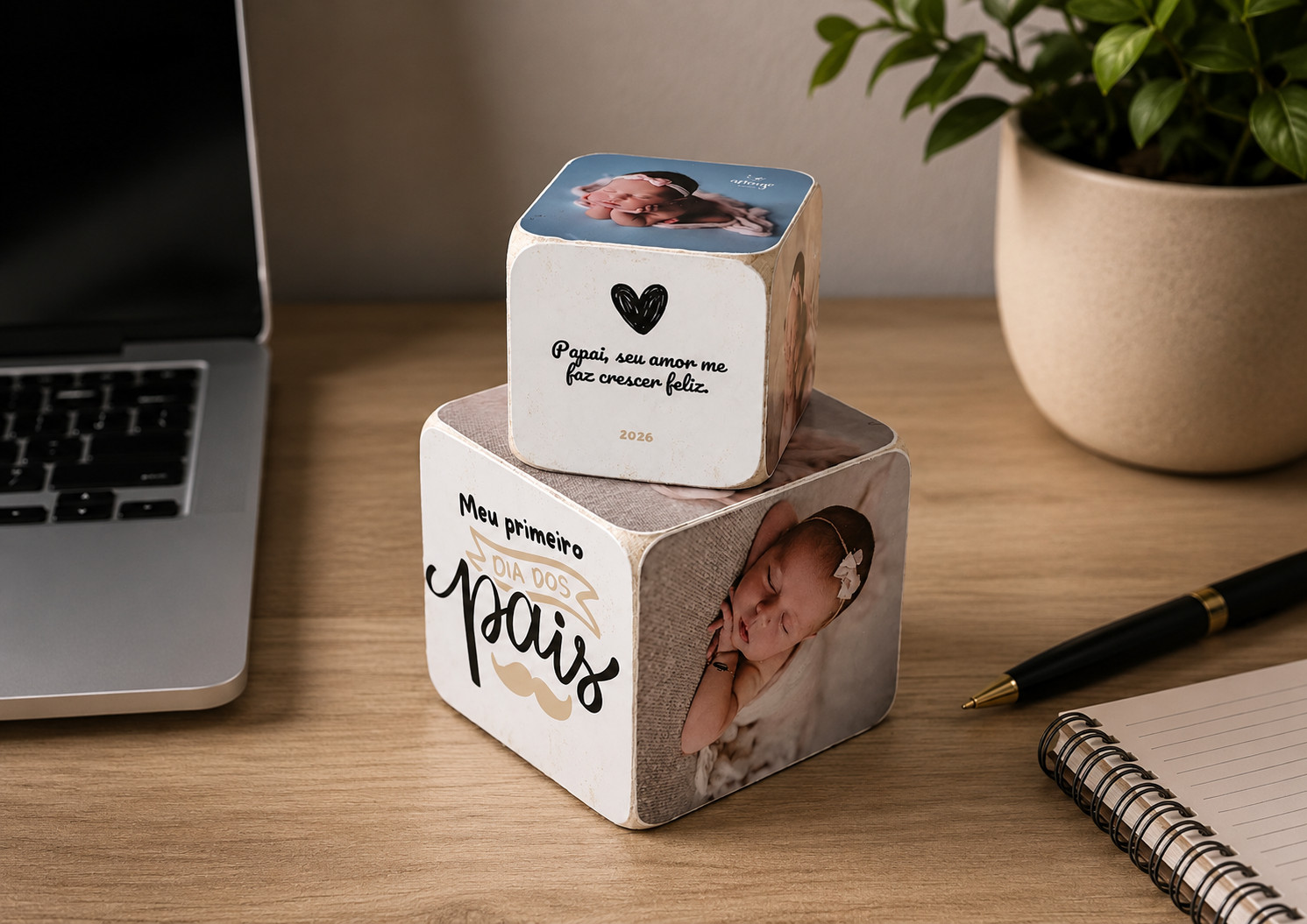 Wood Photo Cube - Dia dos Pais